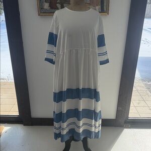 Blue and White Striped Dress